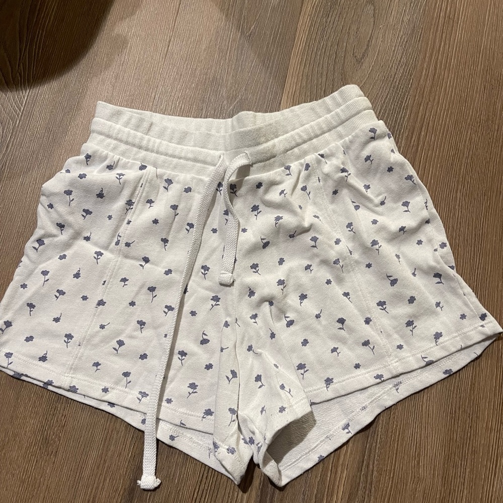 Alternative Women's Shorts White with Blue Flower Detail